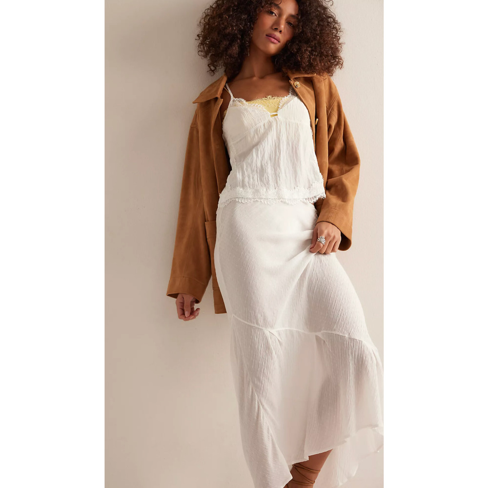XS Free People Intimately Sweet On You Bias Half Slip Cream Ivory Skirt NWT